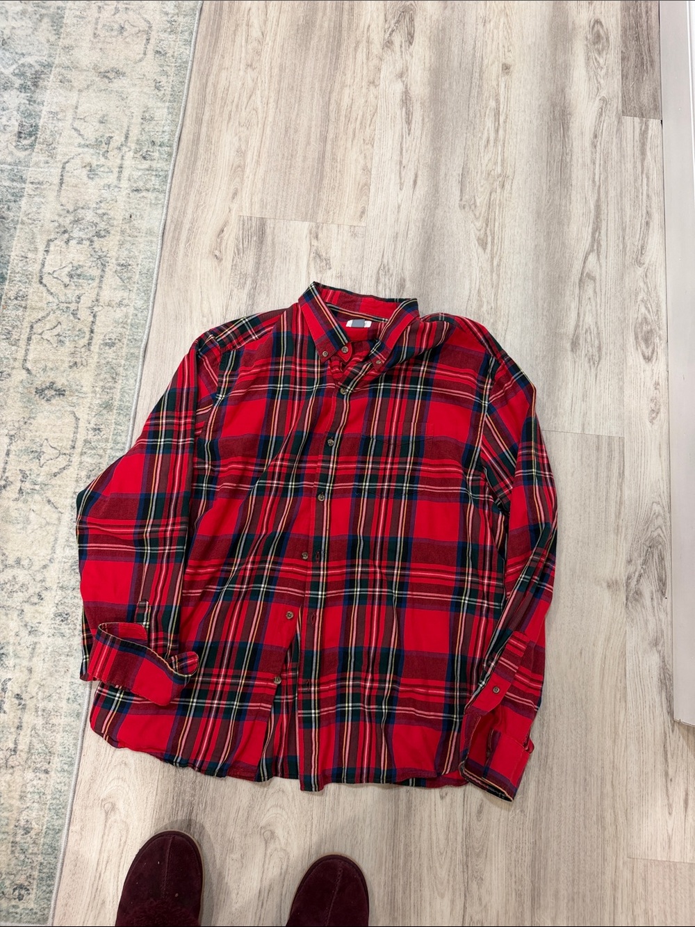 OLD NAVY Men's Red Plaid Button-Down Shirt xxl red and white